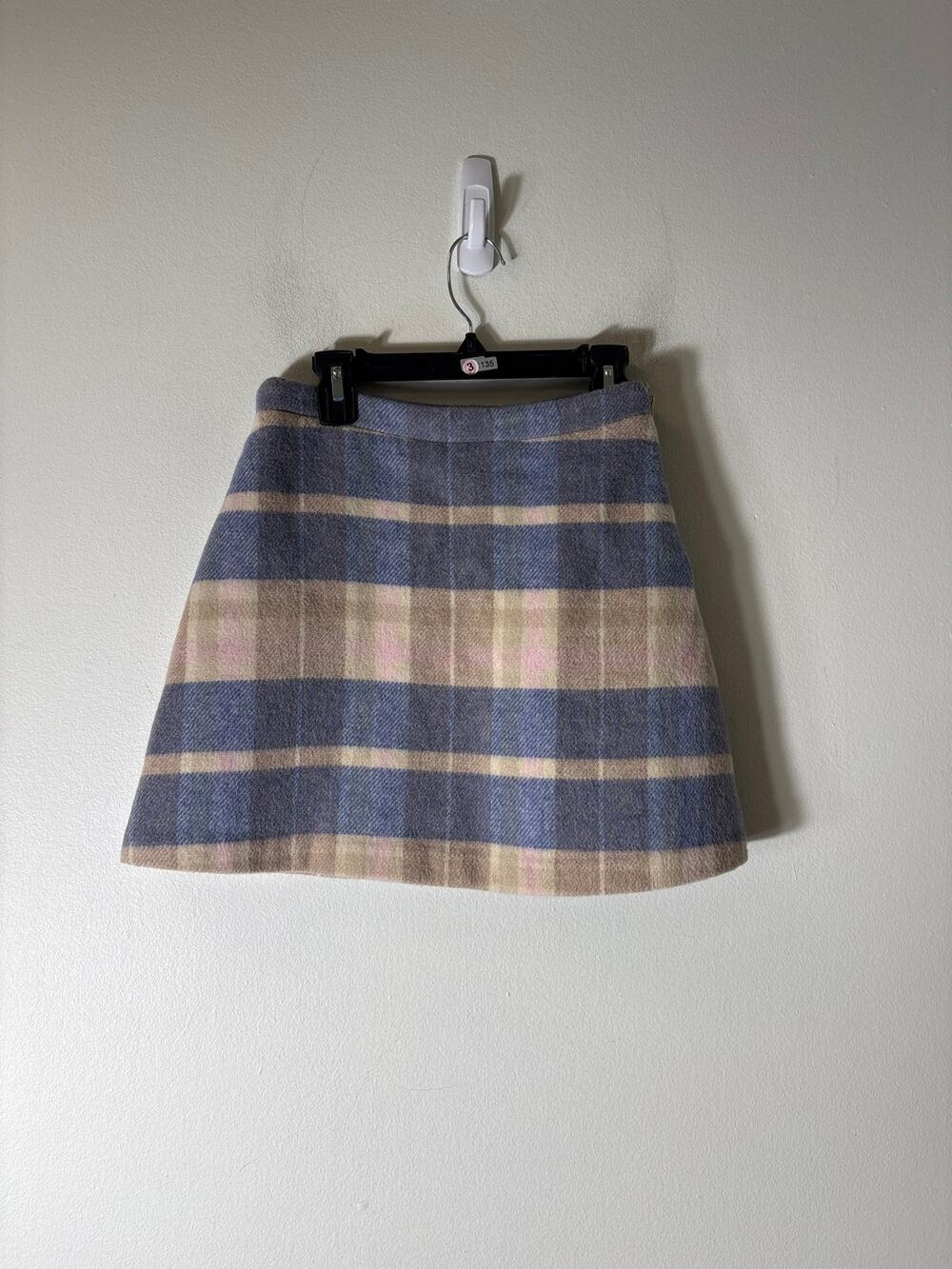 Love Shack Fancy Blue Plaid A-Line Mini Skirt Sz 0